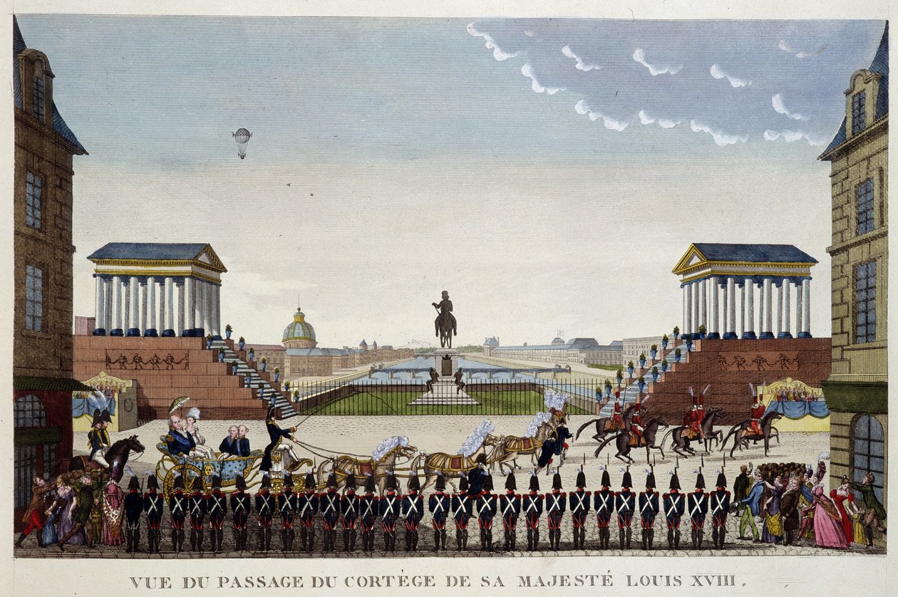Udsigt over passagen af kortegen af hans majestætiske Louis XVIII den 3. maj af Henri Courvoisier Voisin