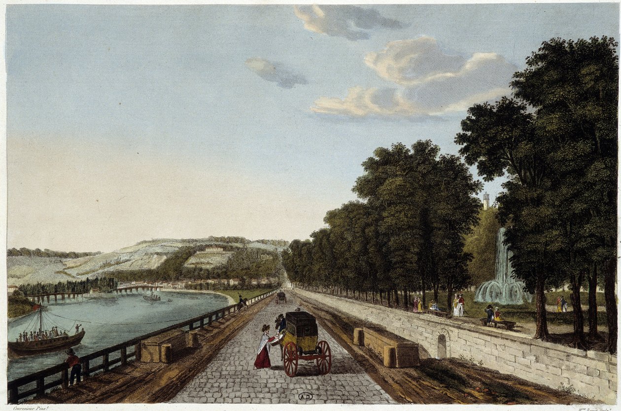 Udsigt over terrassen på Parc St Cloud - i "" Vues de Paris"" af Courvoisier af Henri Courvoisier Voisin
