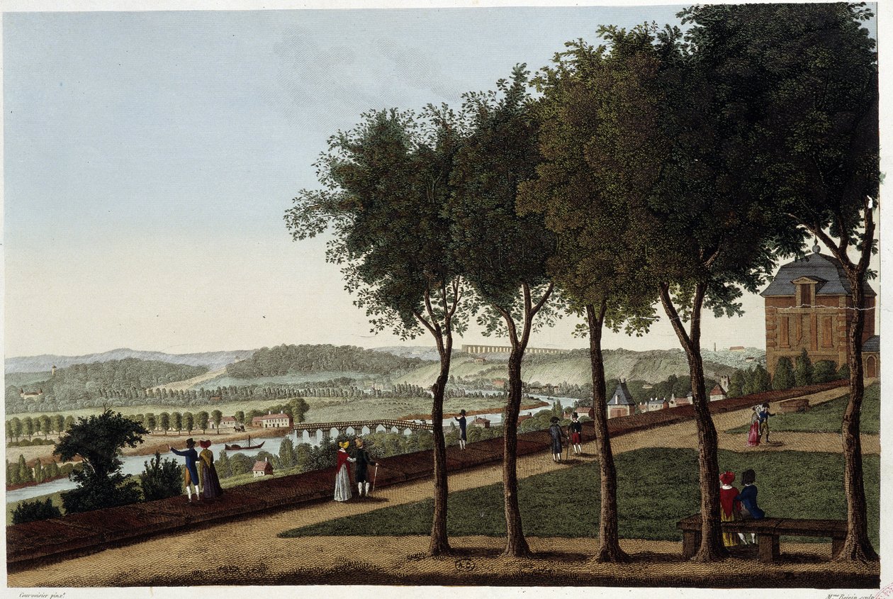 Udsigt taget fra terrassen i St Germain en Laye - i "" Vues de Paris"" af Courvoisier af Henri Courvoisier Voisin