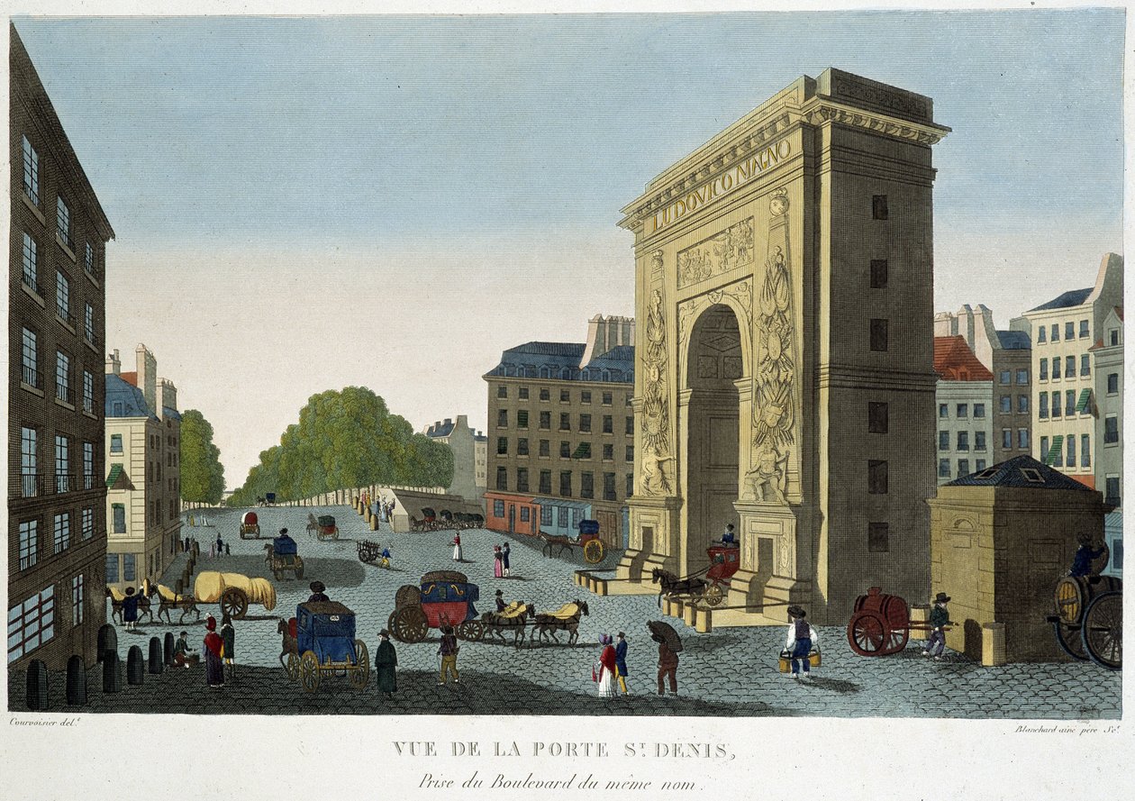 Udsigt over Porte de Saint-Denis - i "" Views of Paris"" af Courvoisier af Henri Courvoisier Voisin