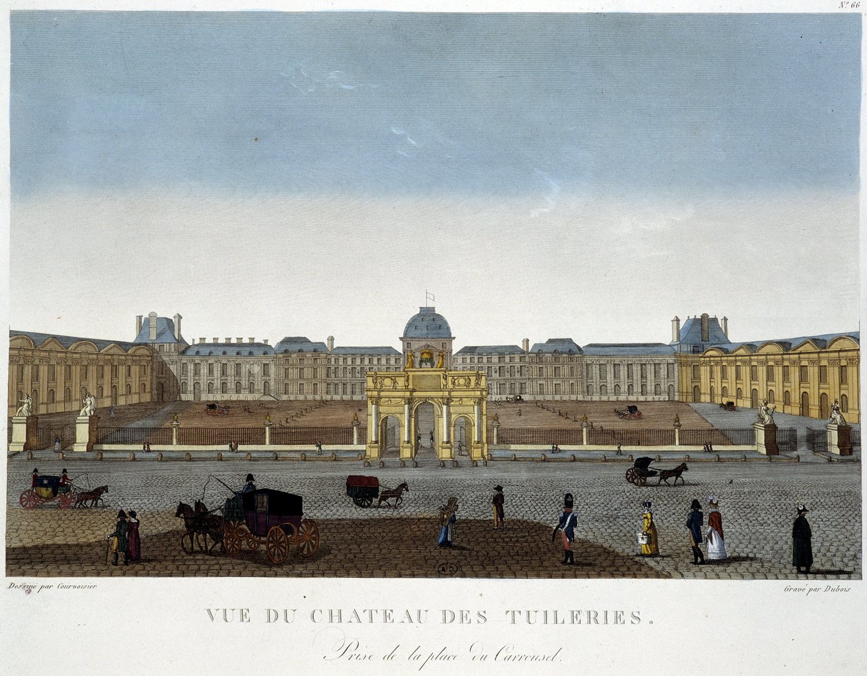 Udsigt over Chateau des Tuileries - i "" Views of Paris"" af Courvoisier af Henri Courvoisier Voisin