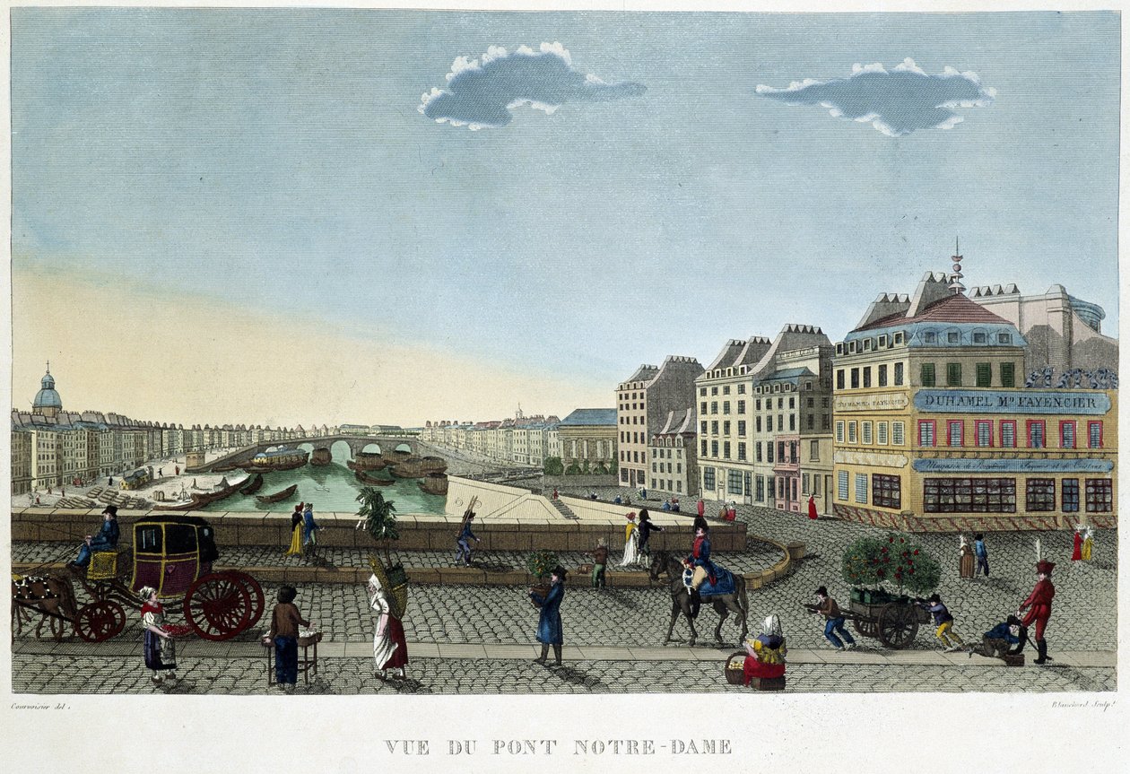 Udsigt over Notre-Dame-broen - i "" Views of Paris"" af Courvoisier af Henri Courvoisier Voisin