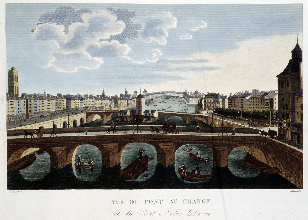 Udsigt over Pont au Change - i ""Views of Paris"" af Courvoisier af Henri Courvoisier Voisin