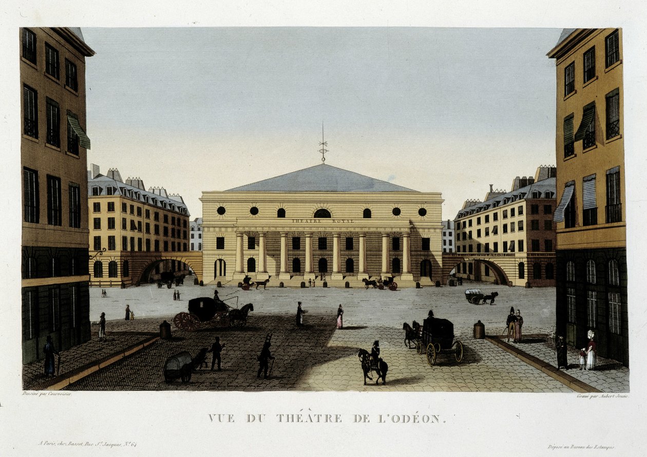 Udsigt over Odeon-teatret - i ""Views of Paris"" af Courvoisier af Henri Courvoisier Voisin