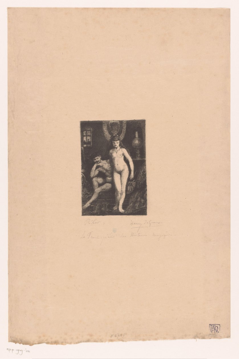 Stående nøgen kvinde og siddende nøgen mand af Henri De Groux (signed by artist)