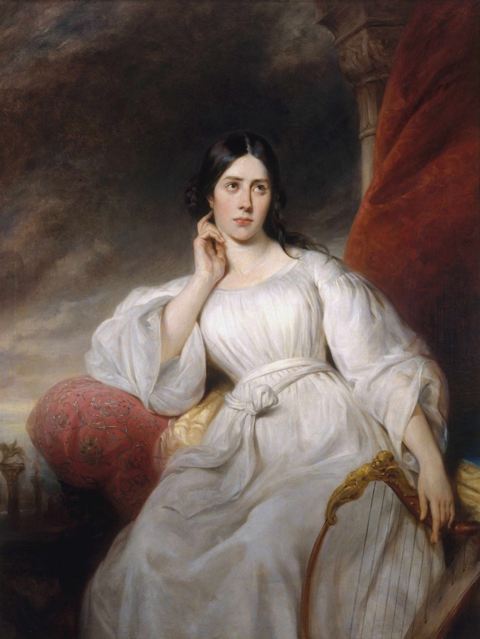 Portræt af operasangerinden Maria Malibran-Garcia 1808-1836, som Desdemona, 1830. af Henri Decaisne