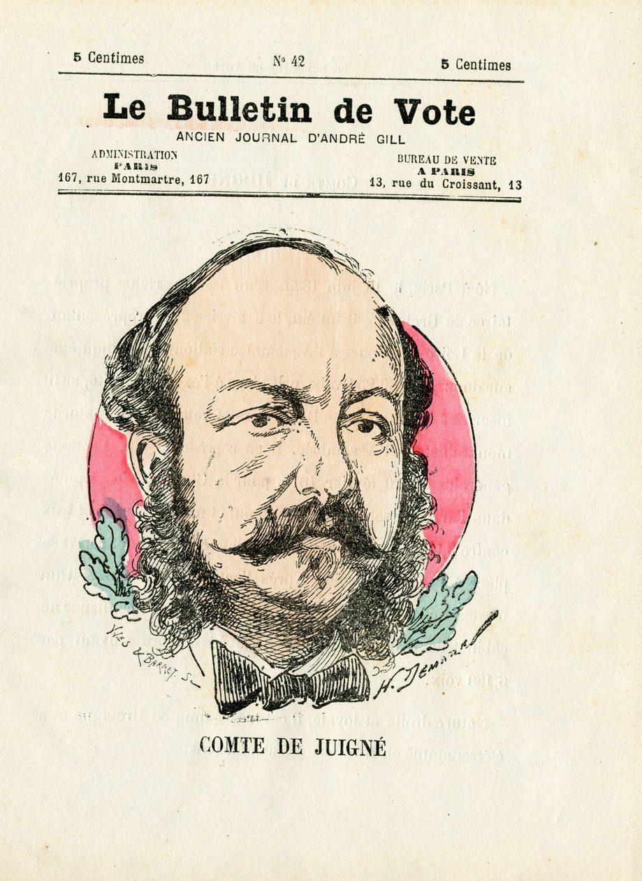 Afstemning 2. serie, Satirique en farver: De Juigne Comte - Illustration af Henri Demare (1846-1888) af Henri Demare