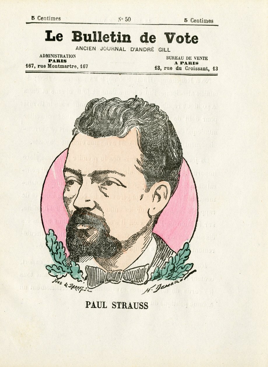 Afstemning 2. serie, Satirisk i farver: Strauss Paul - Illustration af Henri Demare (1846-1888) af Henri Demare