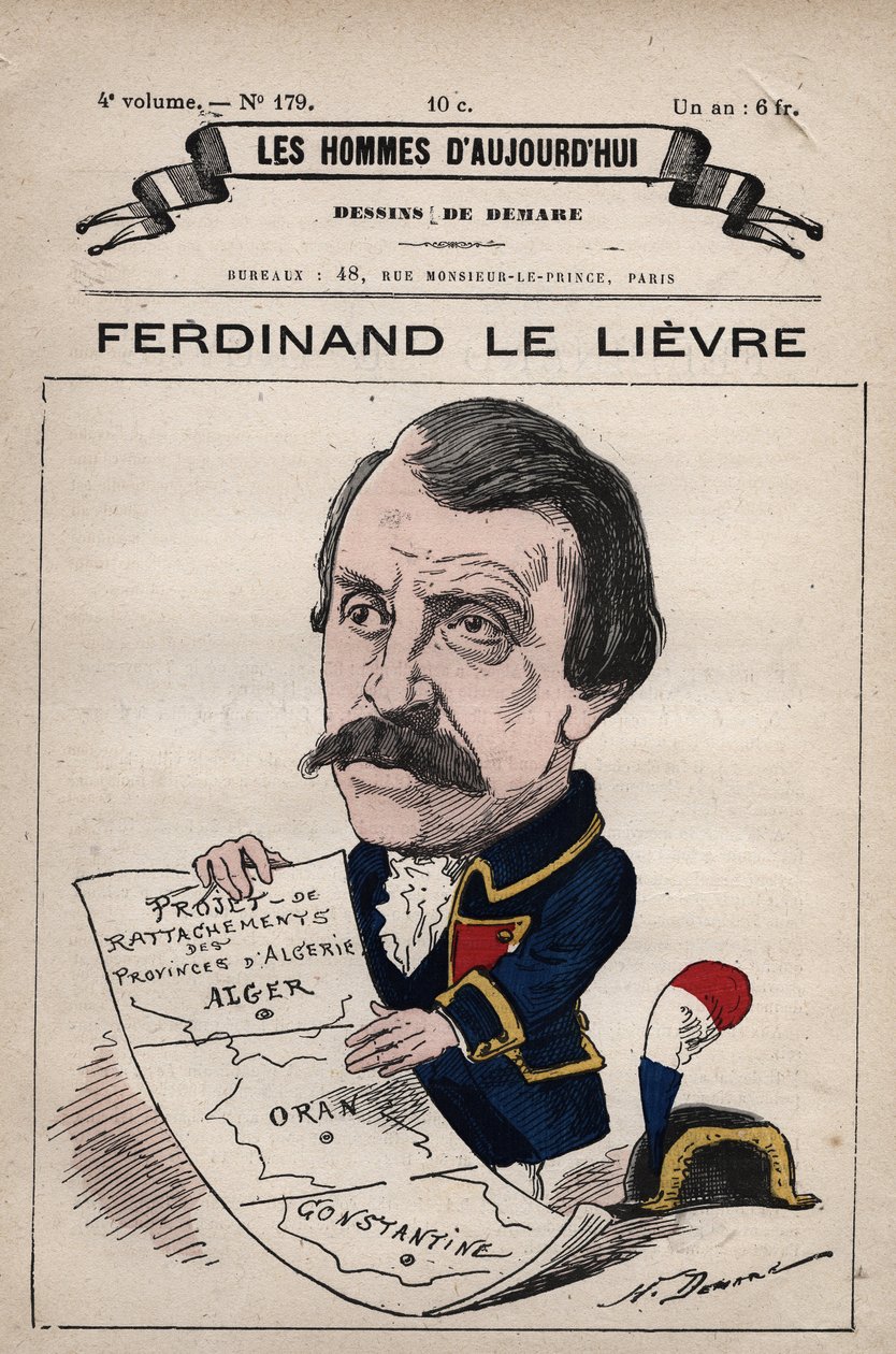 Tegneserie af Ferdinand Le Lievre (Lelievre) (1799-1886) Engelsk senator i Algeriet fra 