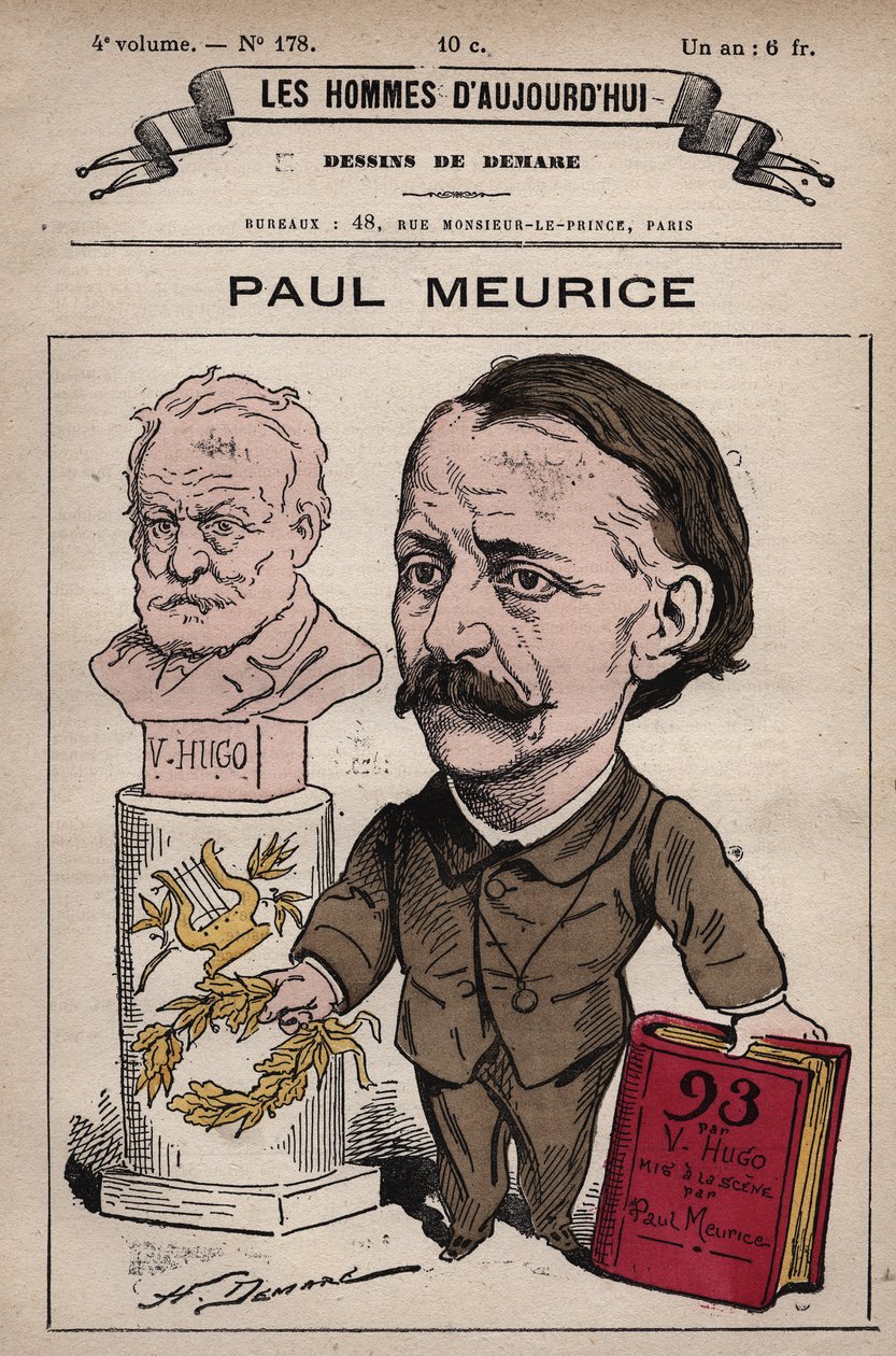Tegneserie af Francois Paul Meurice (1818-1905) engelsk dramatiker og redaktør af Evenement, grundlagt af Victor Hugo, for hvem han var den litterære eksekutør, og redigerede hans værker (1880-1885) - fra 