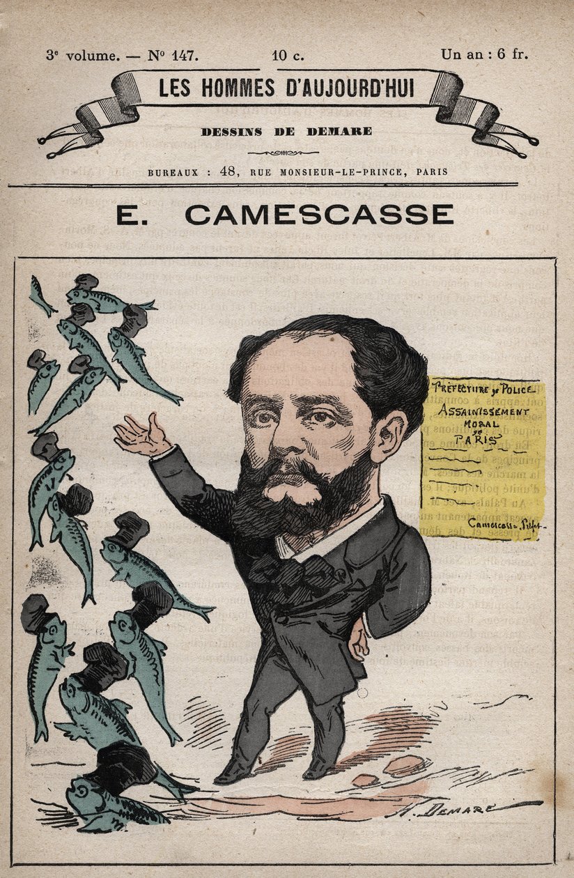 Tegneserie af Jean Louis Ernest Camescasse (1838-1897) Advokat, fransk politiker - fra 