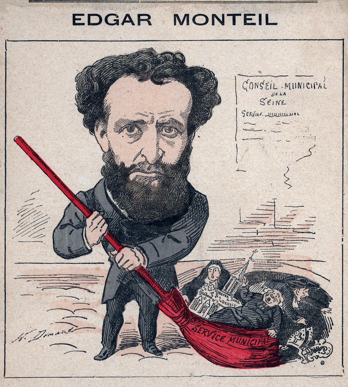 Edgar Monteil (1845-1926) fransk forfatter, frimurer - karikatur af Henri Demare i "Les Hommes d