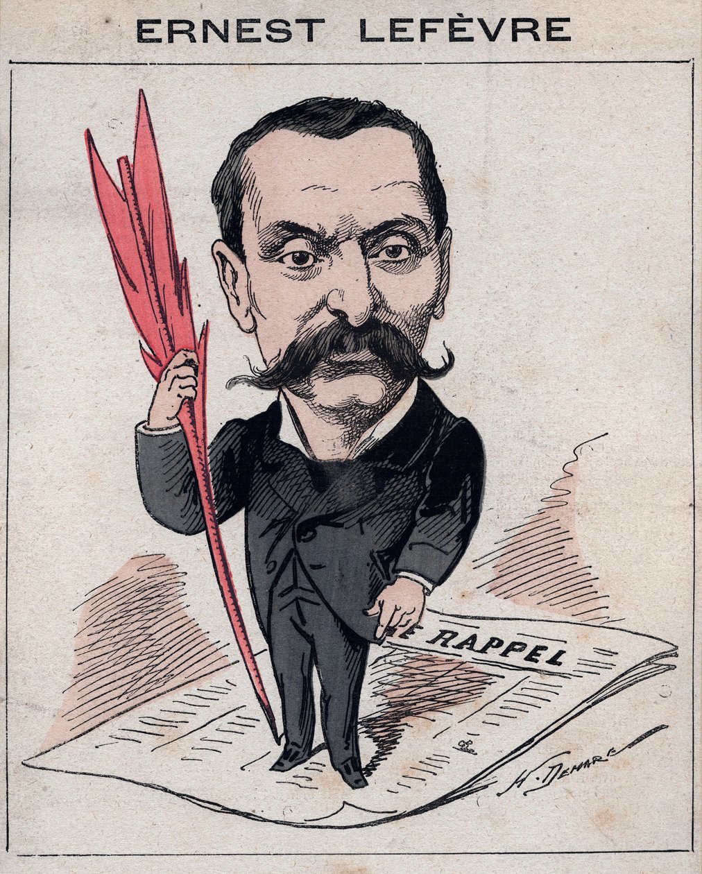 Francois Ernest Lefevre (1833 -1889), advokat og politikerpræsident for Conseil Municipal og deputeret de Paris - karikatur af Henri Demare i "Les Hommes d