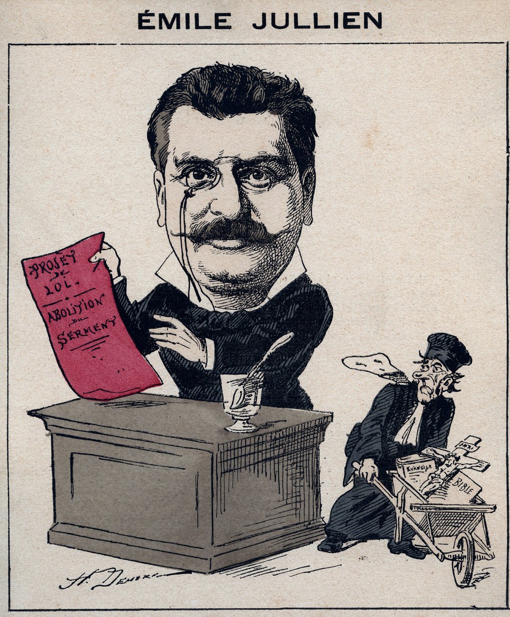 Portræt af Philippe Emile Jullien (1845-1912), fransk politiker - tegneserie af Henri Demare i "Les Hommes d