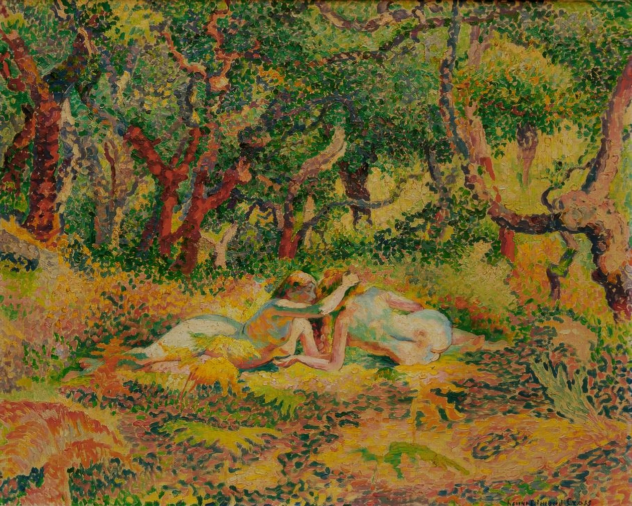 To nøgne kvinder under en egeprop af Henri Edmond Cross