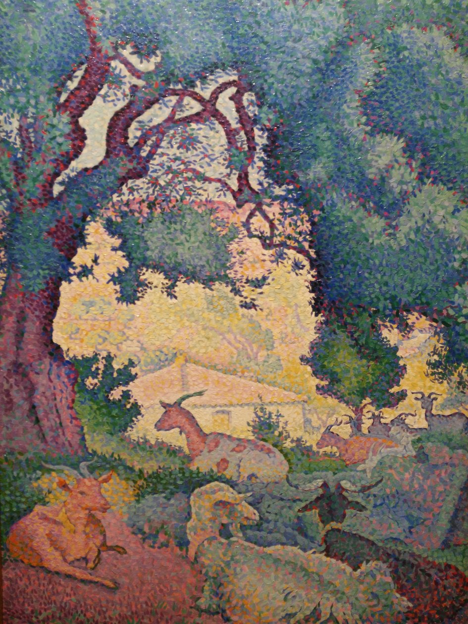 Fransk: Paysage avec des chèvres af Henri Edmond Cross
