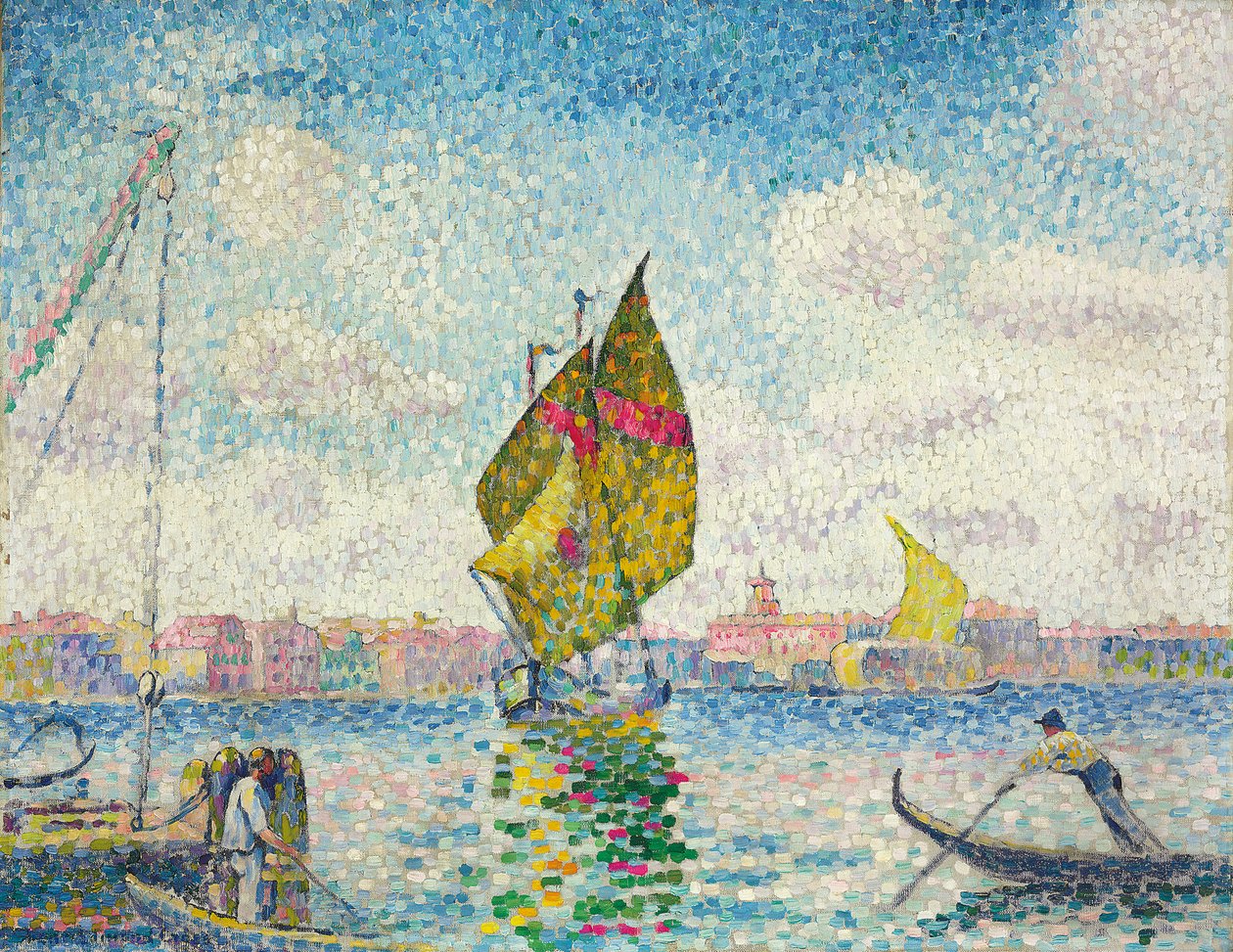 Sejlbåde på Giudecca eller Venedig, Marine; Sejlbåde på Giudecca eller Venedig, Marine, 1903-1905 af Henri Edmond Cross