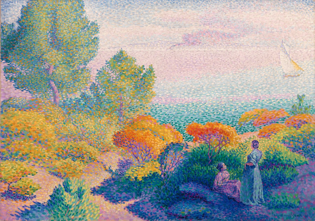 To kvinder ved kysten, Middelhavet af Henri Edmond Cross