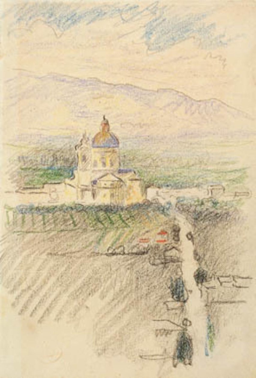 Udsigt over Santa Maria degli Angeli nær Assisi af Henri Edmond Cross