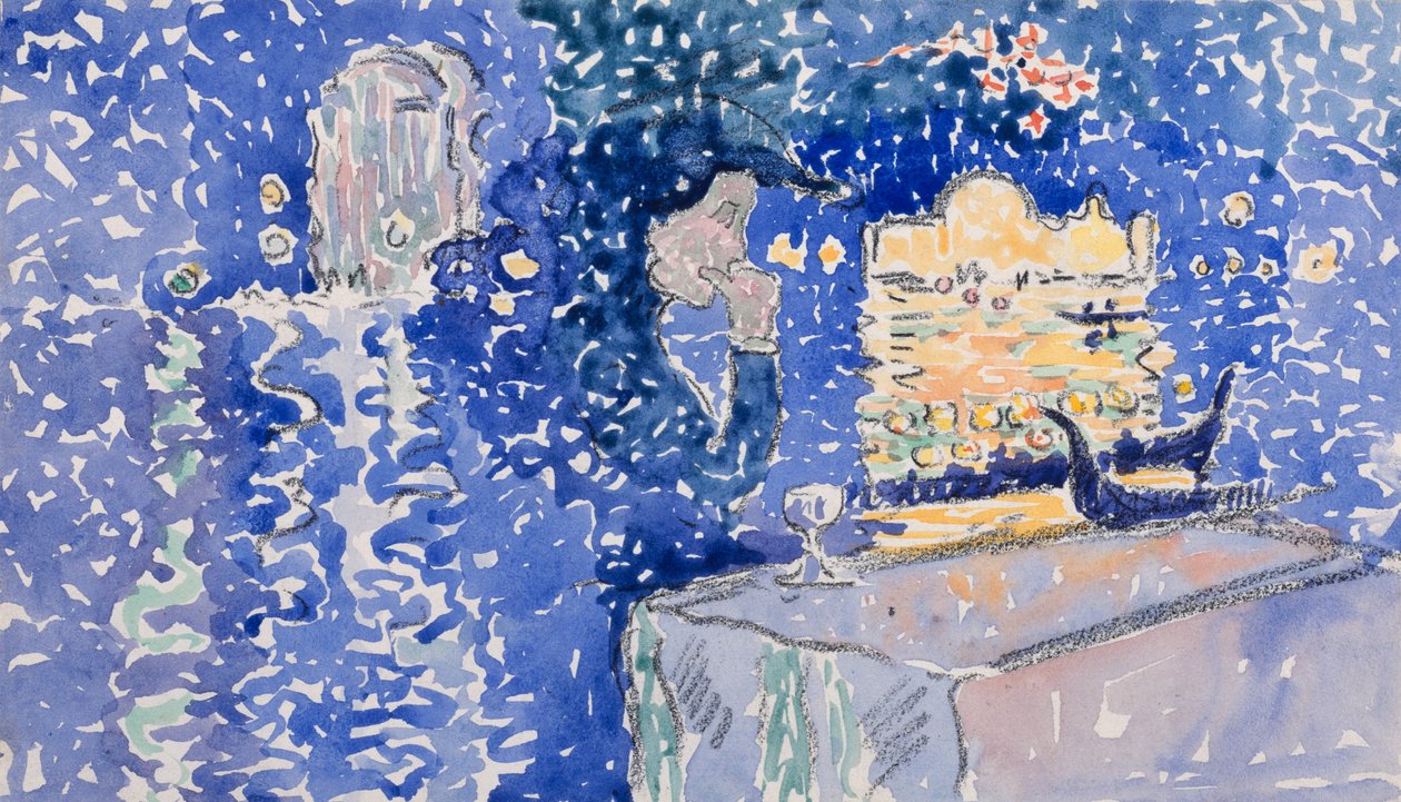 Venedig: Night of the Festival of the Redeemer, 1903 (wc over blyant på hvidt vævet papir) af Henri Edmond Cross
