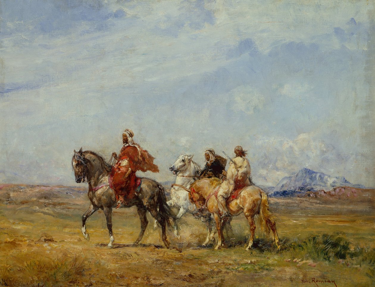Et arabisk jagtparti (olie på lærred) af Henri Emilien Rousseau