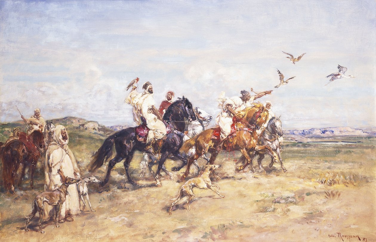 Falkejagten; La Chasse au Falcon, 1923 af Henri Emilien Rousseau