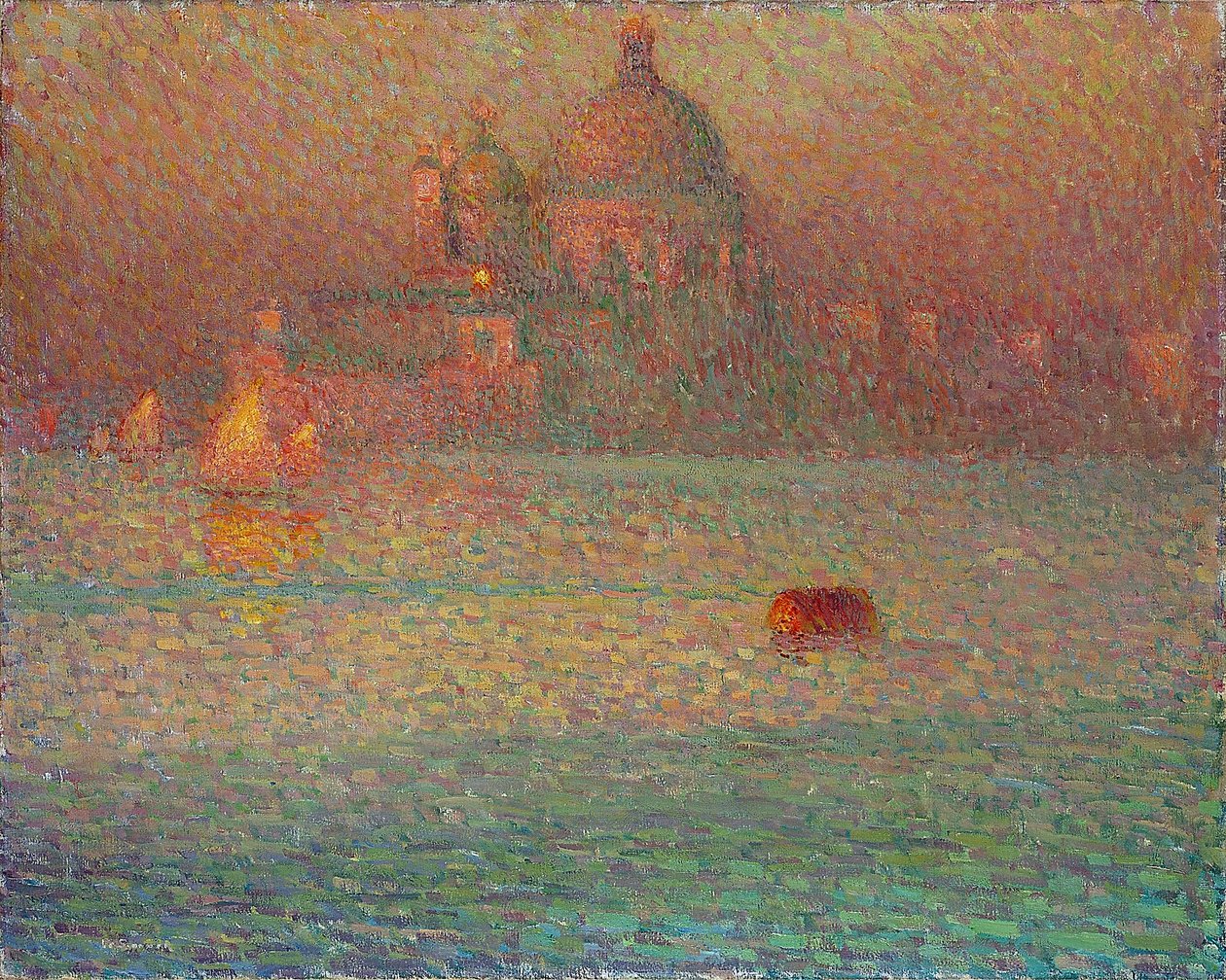 Fyrværkeri - Vintermorgen i Venedig - Maleri af Henri Le Sidaner (1862-1939), Olie på lærred af Henri Eugene Augustin Le Sidaner