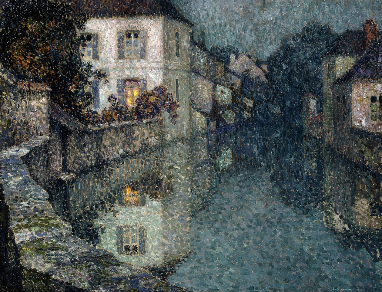 Huse ved Kanalen, Nemours; Huse ved kanalen, Nemours af Henri Eugene Augustin Le Sidaner