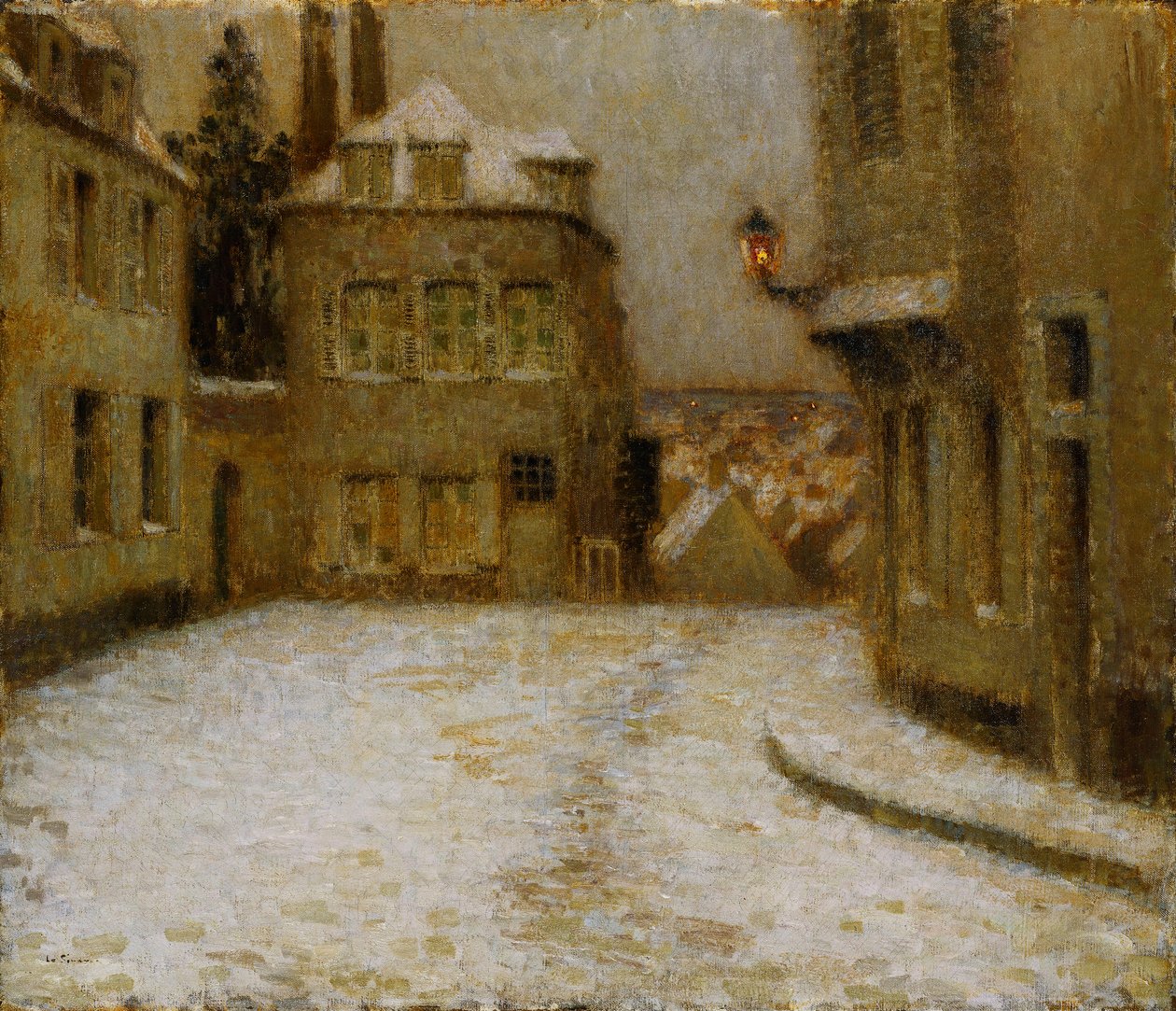 Neige, Montmartre af Henri Eugene Augustin Le Sidaner