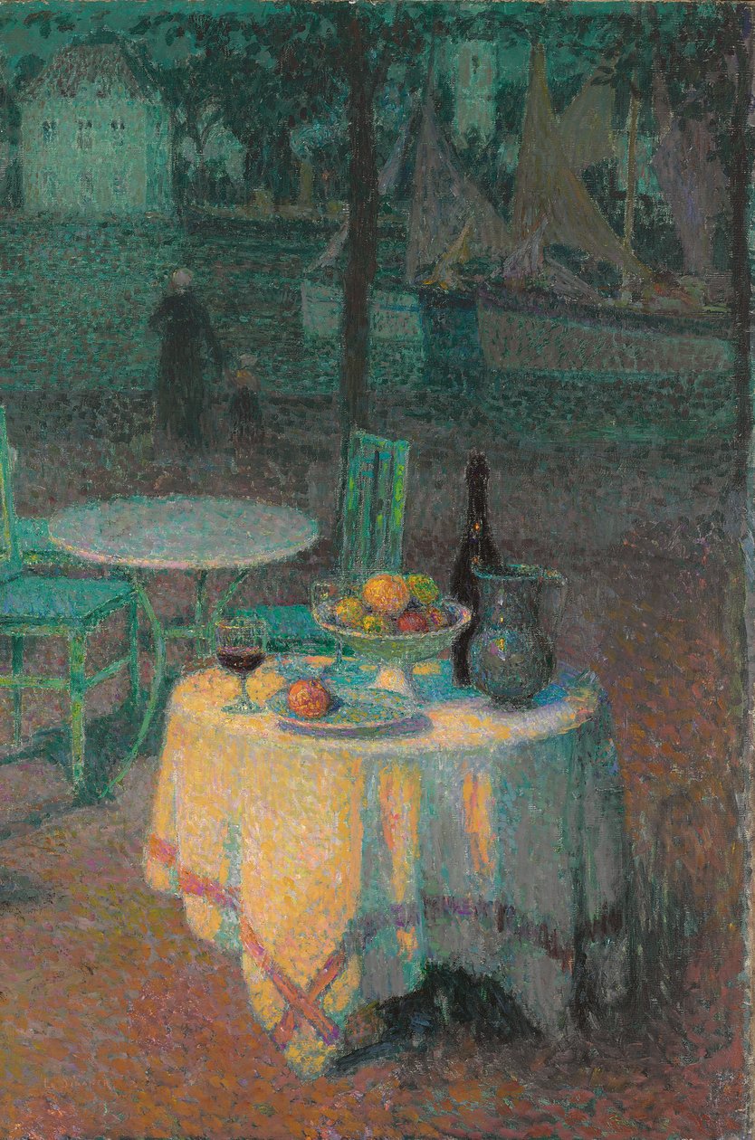 Havnecafé; Cafe du Port af Henri Eugene Augustin Le Sidaner
