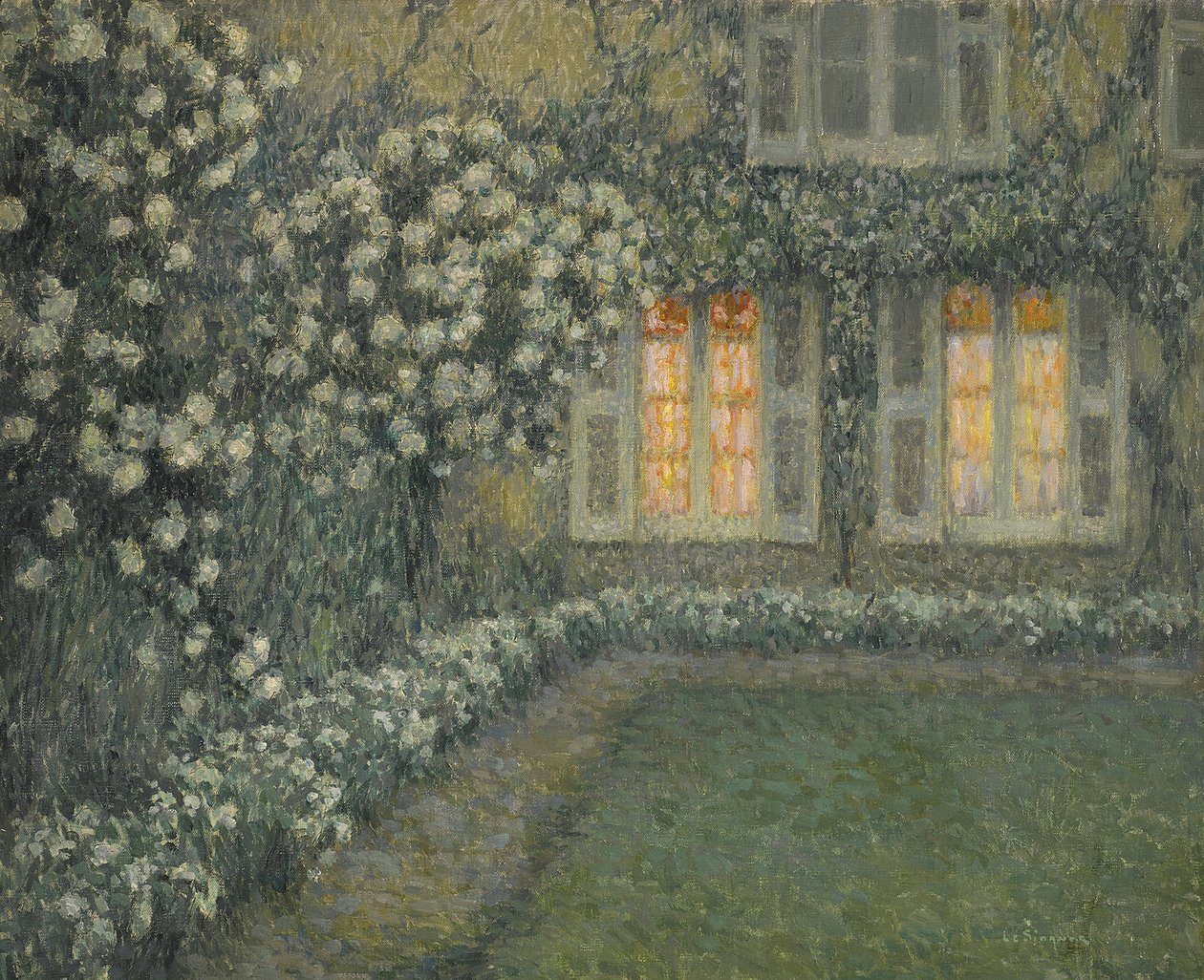Post-impressionisme: Le jardin blanc au crepuscule (Den hvide have i skumringen) af Le Sidaner, Henri (1862-1939) af Henri Eugene Augustin Le Sidaner