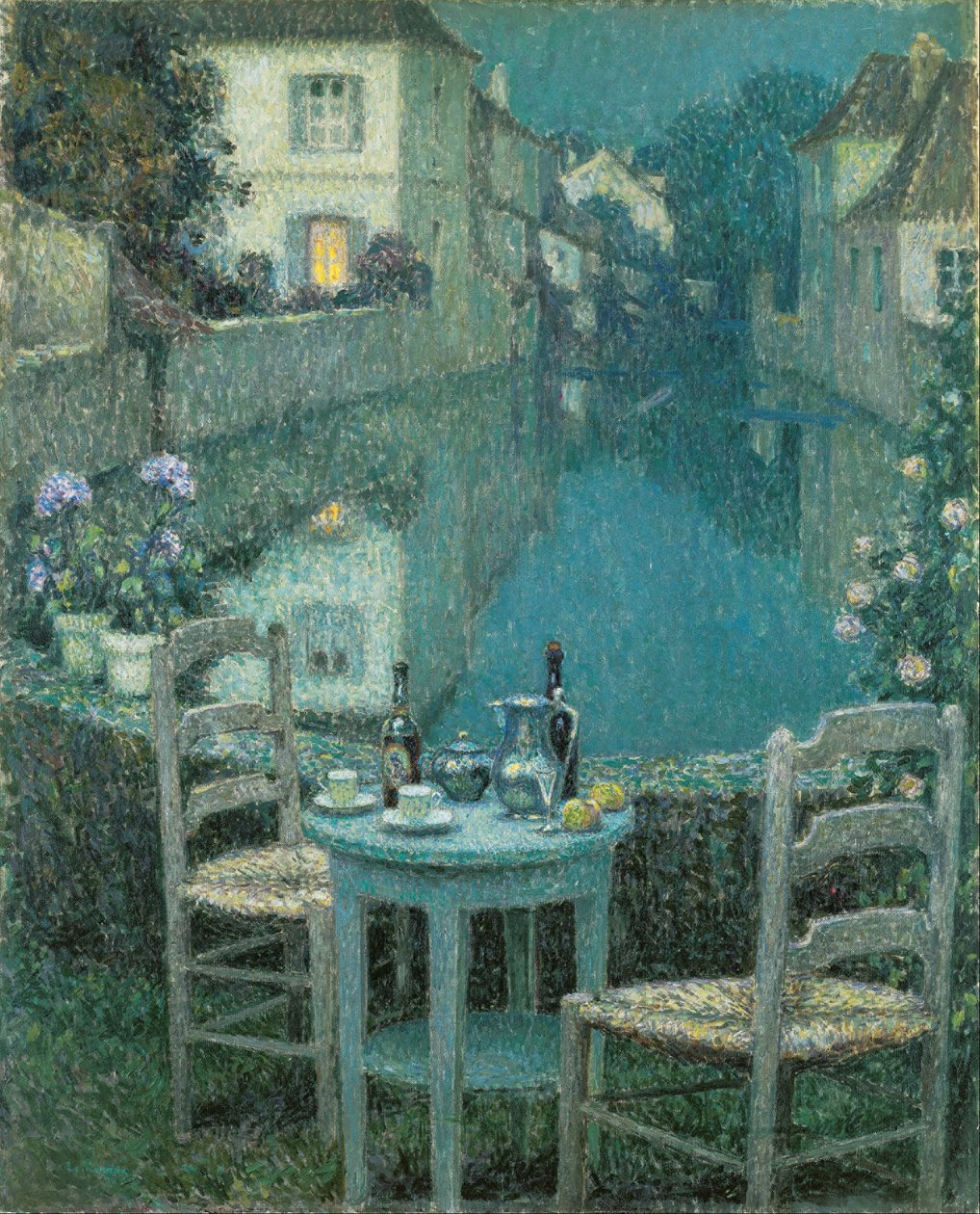 Lille bord i aftenskumringen af Henri Eugene Augustin Le Sidaner