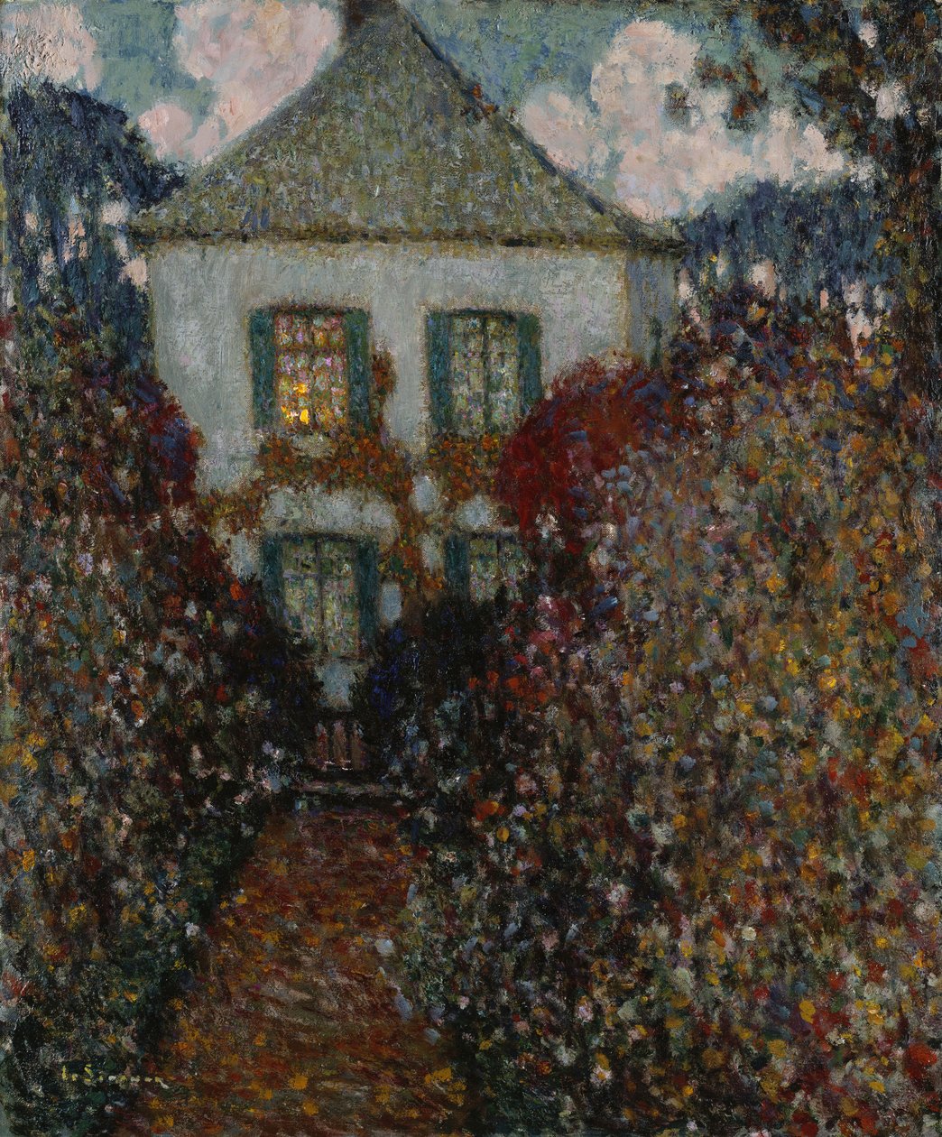 The House of Jean-Jacques Rousseau, Chambray (olie på lærred) af Henri Eugene Augustin Le Sidaner