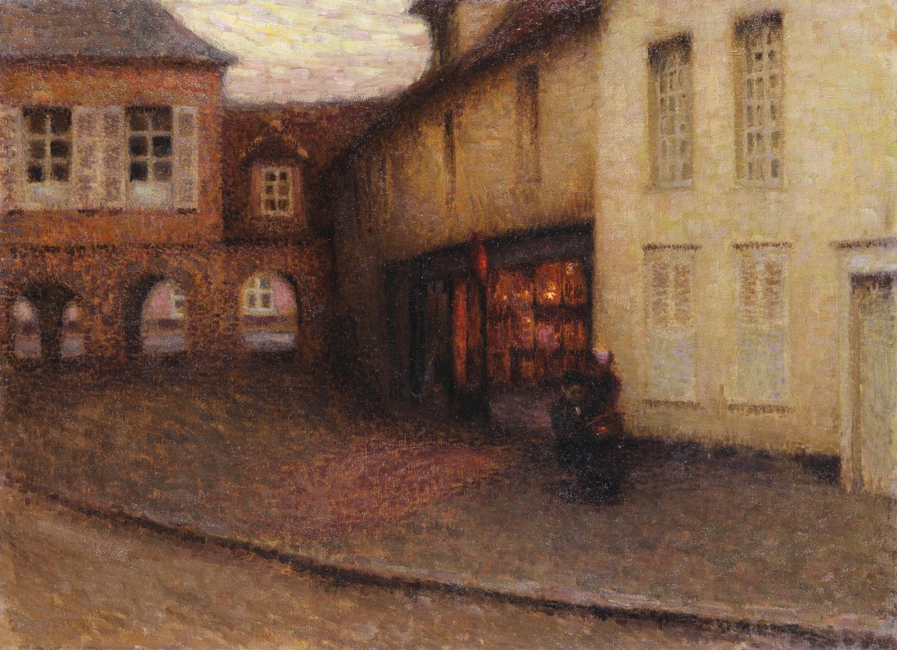 Den Lille Butik, Gerberoy; La Petit Boutique, Gerberoy, ca. 1906 (olie på lærred) af Henri Eugene Augustin Le Sidaner