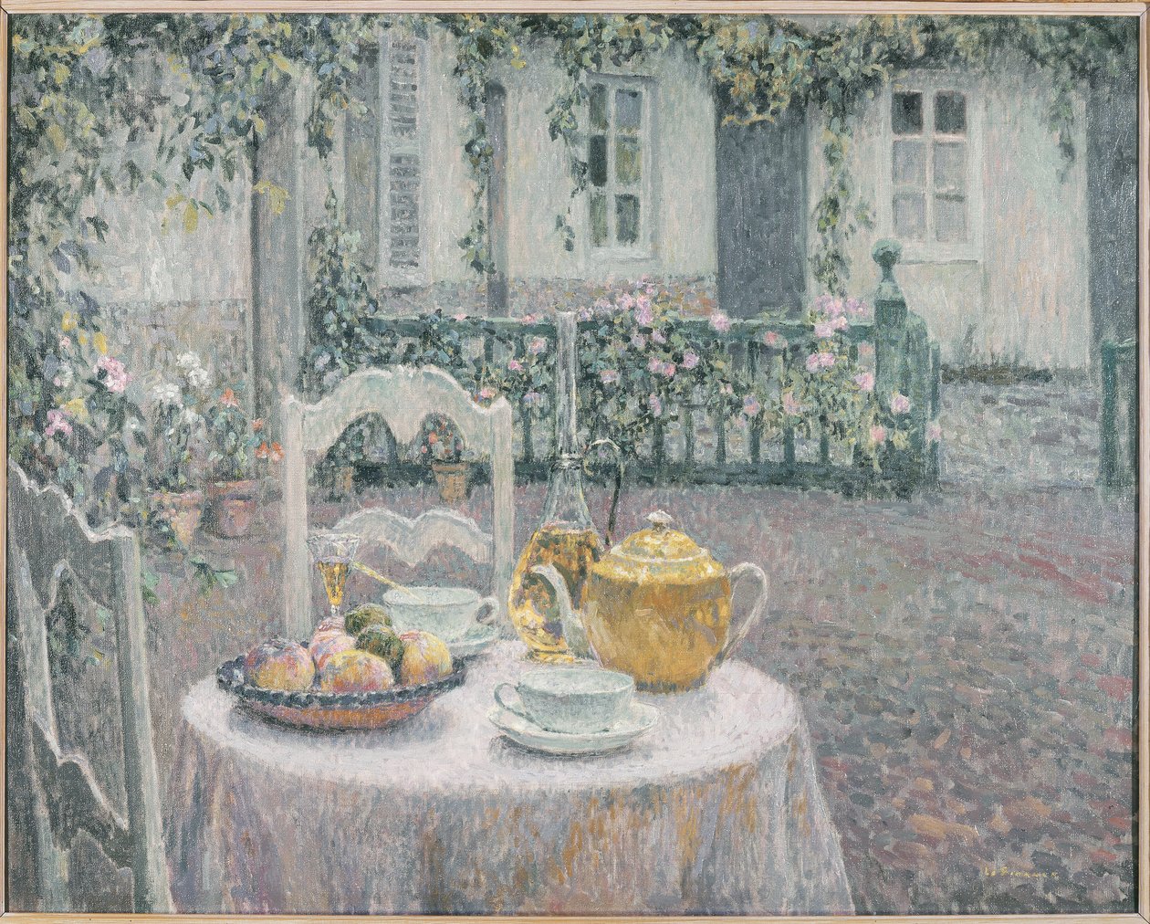Den lyserøde dug af Henri Eugene Augustin Le Sidaner