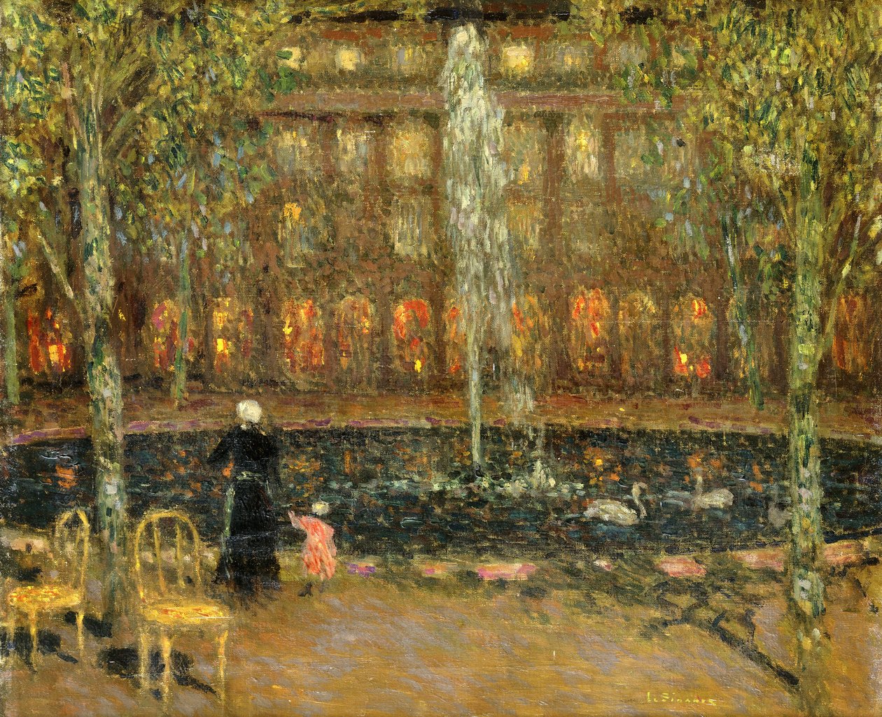 Dammen ved Palais Royal; Bassinet ved Det Kongelige Slot af Henri Eugene Augustin Le Sidaner