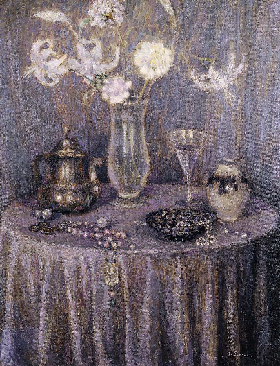 Bordet, Grå Harmoni; La Table, Harmonie Grise af Henri Eugene Augustin Le Sidaner