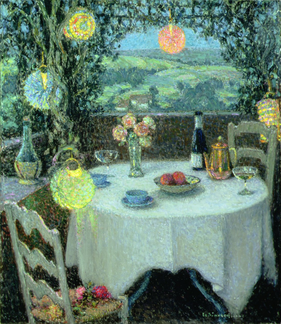Bordet under lanternerne (olie på lærred) af Henri Eugene Augustin Le Sidaner