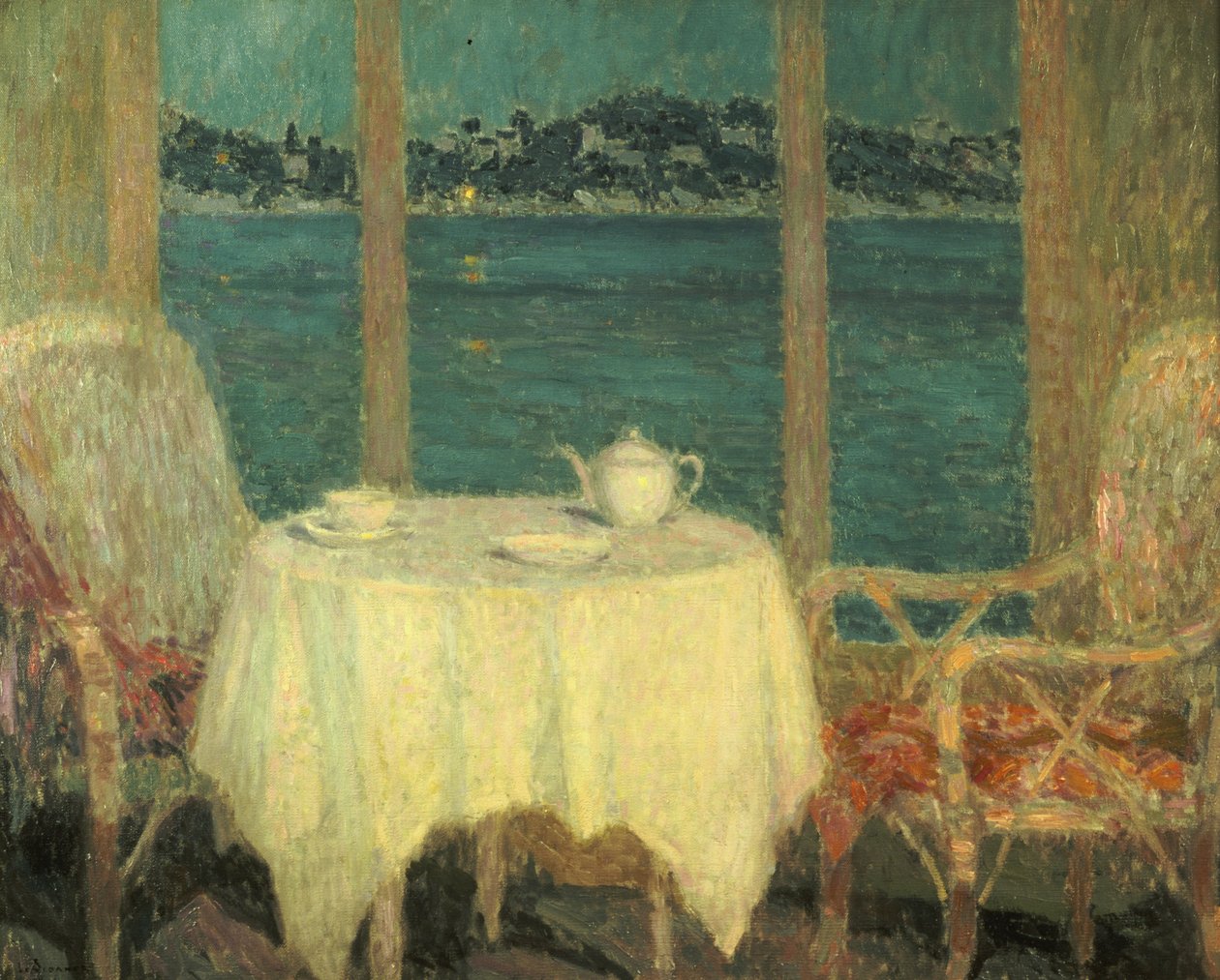 Terrassen foran St. Tropez-bugten af Henri Eugene Augustin Le Sidaner