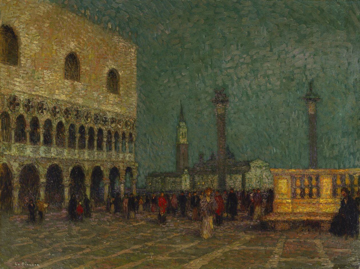 Venedig, Markuspladsen, ca. 1914 (olie på lærred) af Henri Eugene Augustin Le Sidaner