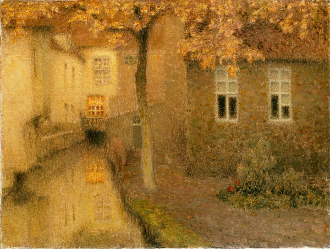 En kanal i Brügge ved skumringen, c1898 af Henri Eugene Le Sidaner
