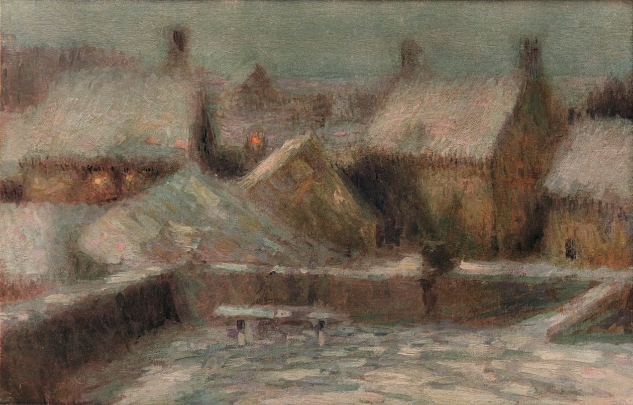 Snow Scene Evening, c1901dani af Henri Eugene Le Sidaner