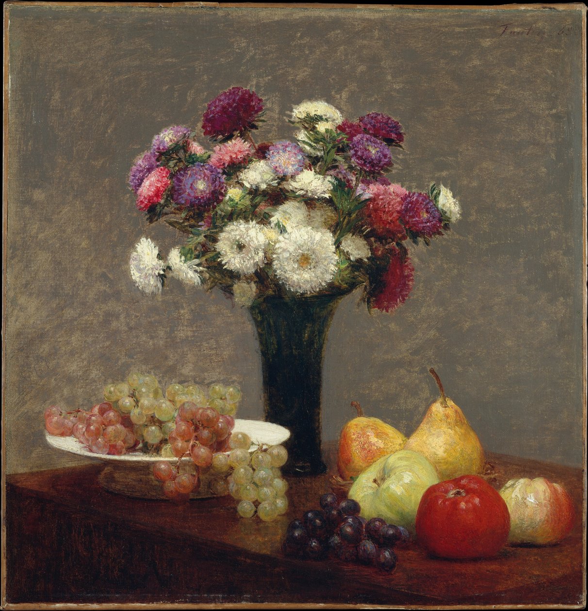 Asters og frugt på et bord af Henri Fantin-Latour