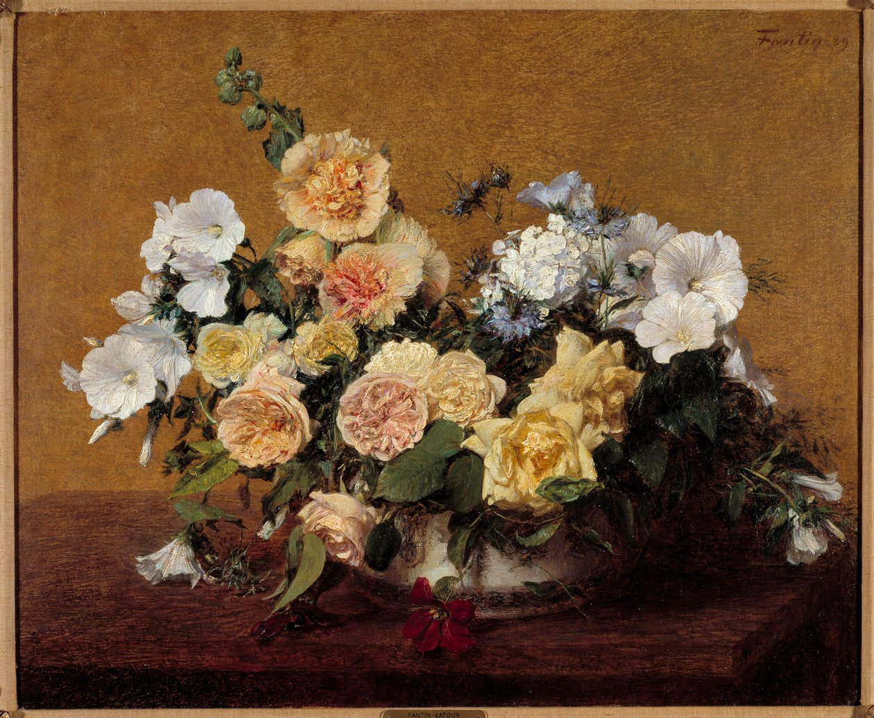 Buket blomster Maleri af Henri Fantin Latour (Fantin-Latour af Ignace Henri Jean Fantin Latour