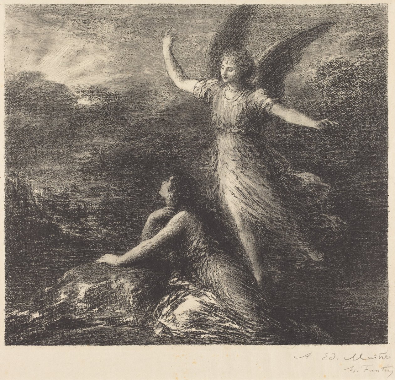 Debut fra "Paradis og peri" (2. planche) af Henri Fantin-Latour