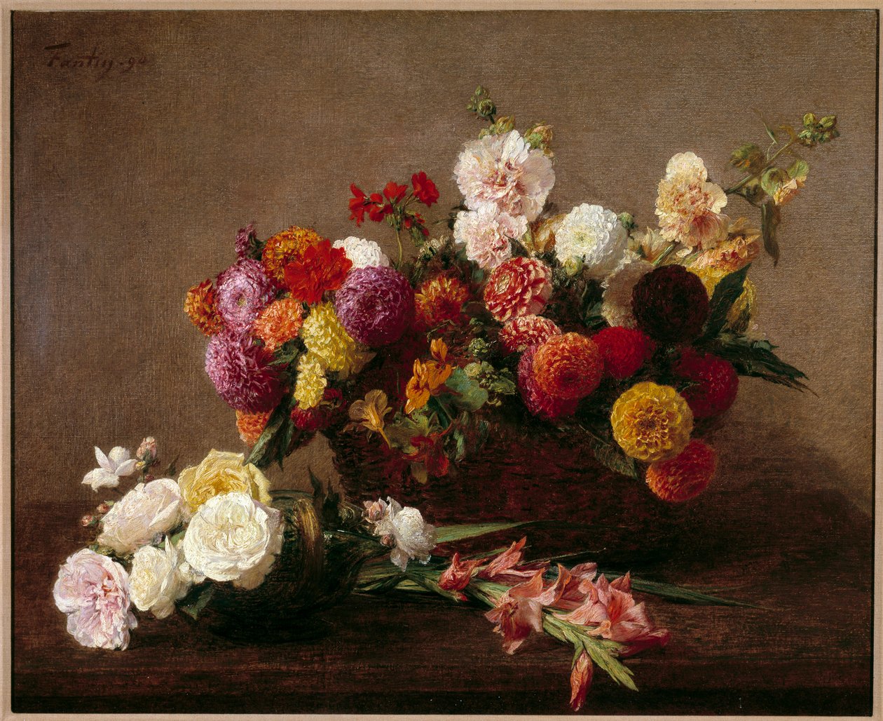 Her er blomster fra midtsommeren Maleri af Henri Fantin Latour af Ignace Henri Jean Fantin Latour