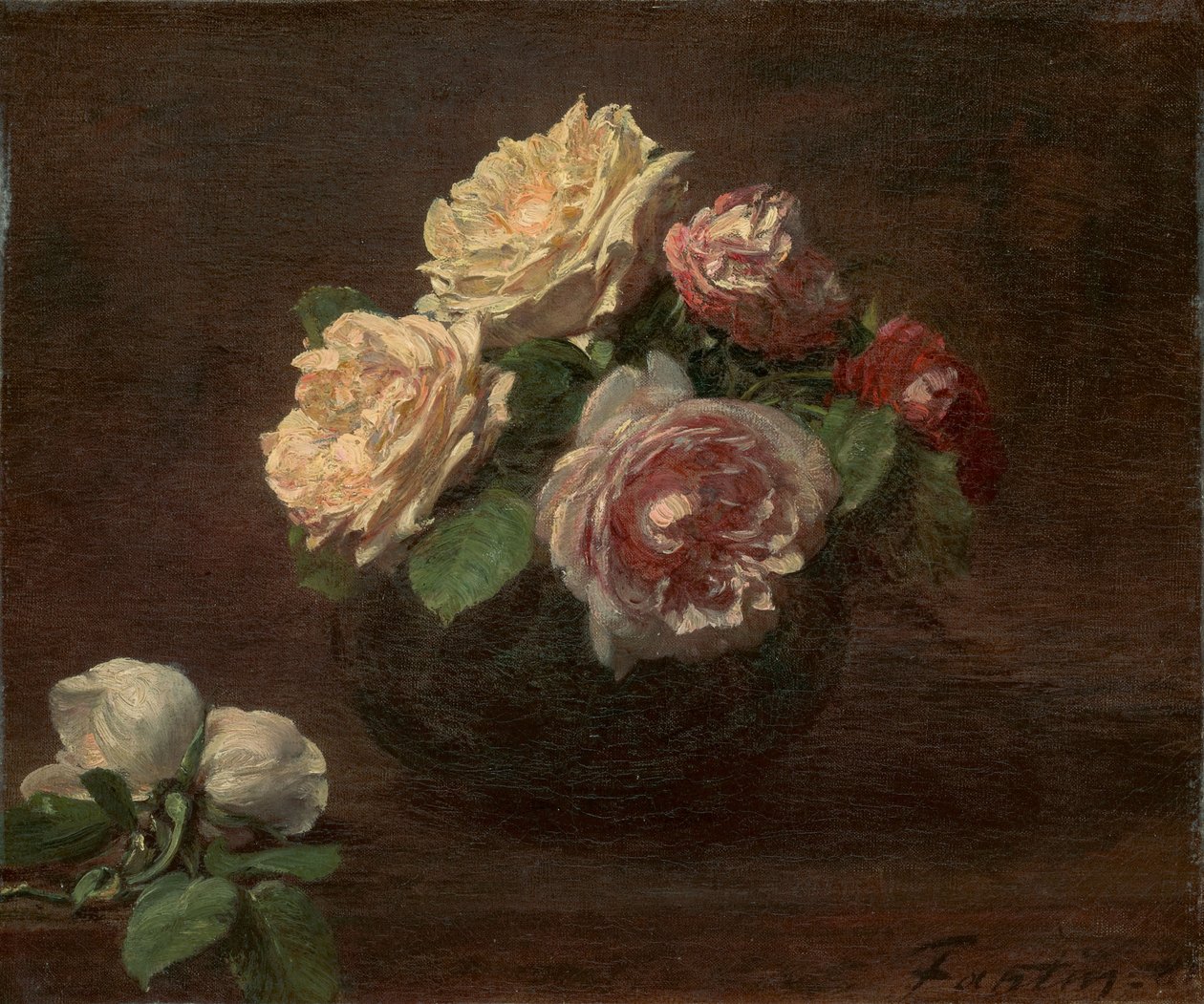 Roser i en skål af Henri Fantin-Latour