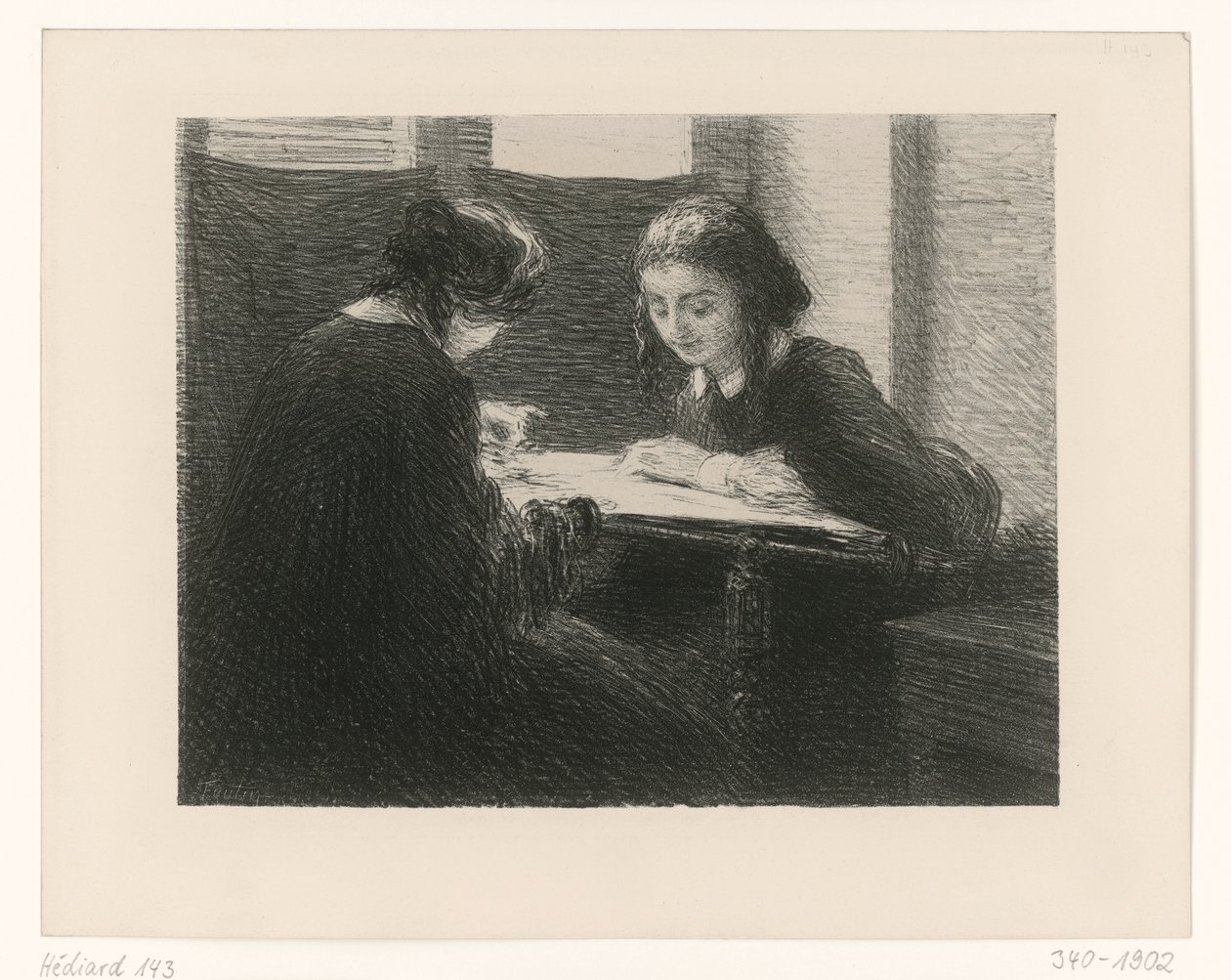 Klistermærke-piger. To damer ved bordet af Henri Fantin-Latour