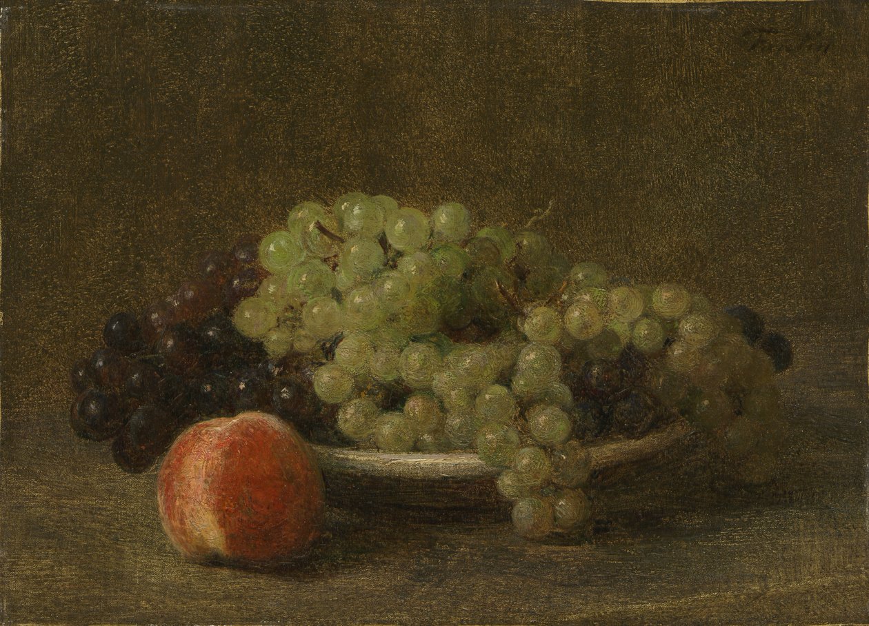 Stilleben med druer og en fersken af Henri Fantin-Latour
