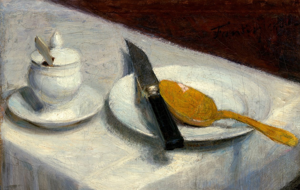 Stilleben med sennepskrukke af Henri Fantin-Latour